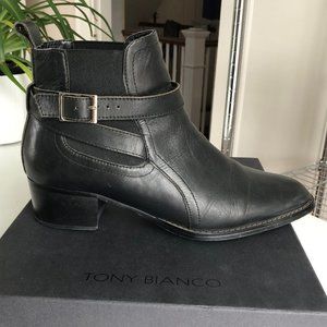 Tony Bianco Black Leather Rigby Ankle Boots Size 9.5